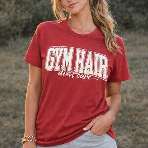 Gym Hair Don't Care | Color: Cardinal | Graphic T-Shirt